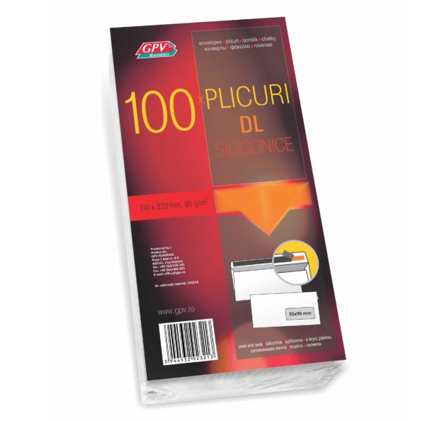 Pachet plicuri DL, 100 plicuri, siliconic, offset, 75 g/mp, 133214