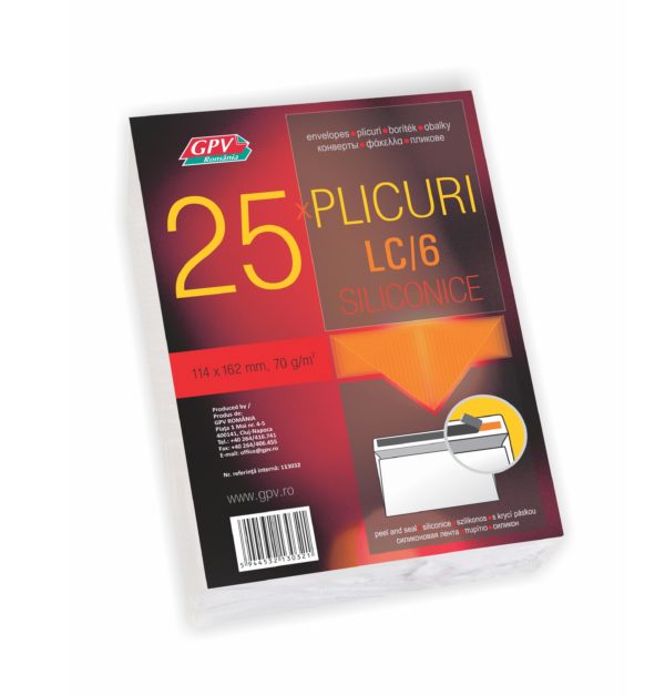 Pachet plicuri C6, 25 plicuri, siliconic, offset, 75 g/mp, 113032